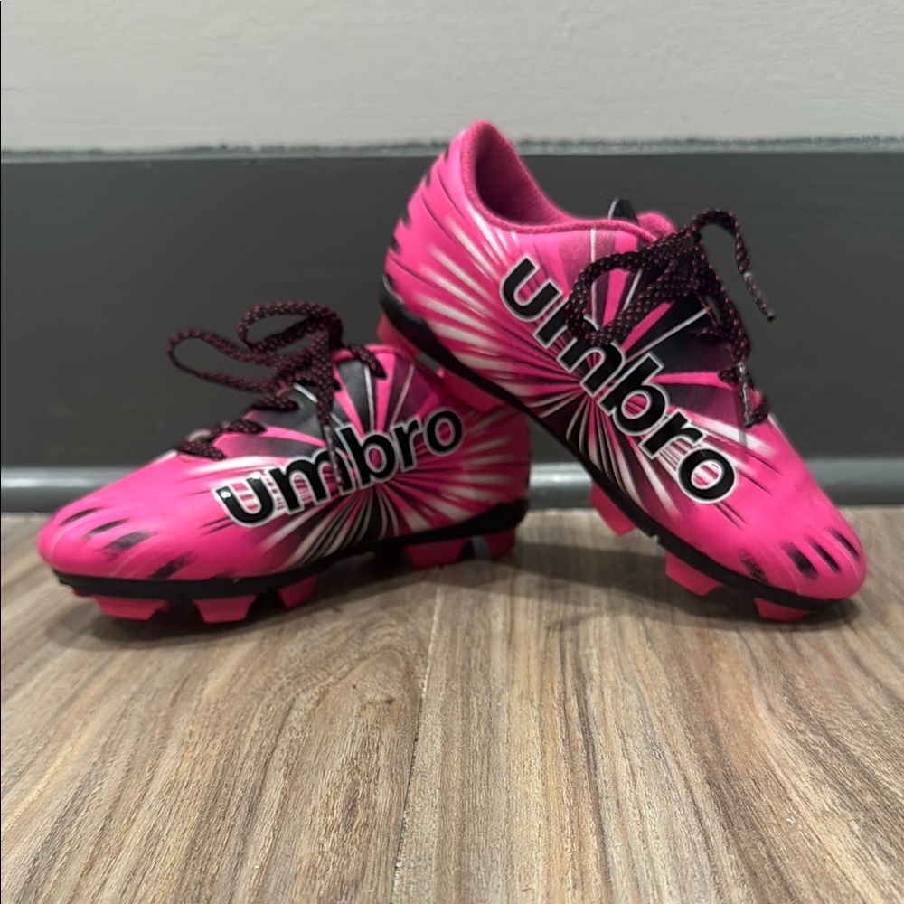 Umbro Neon Pink Soccer Shoes with Black Details